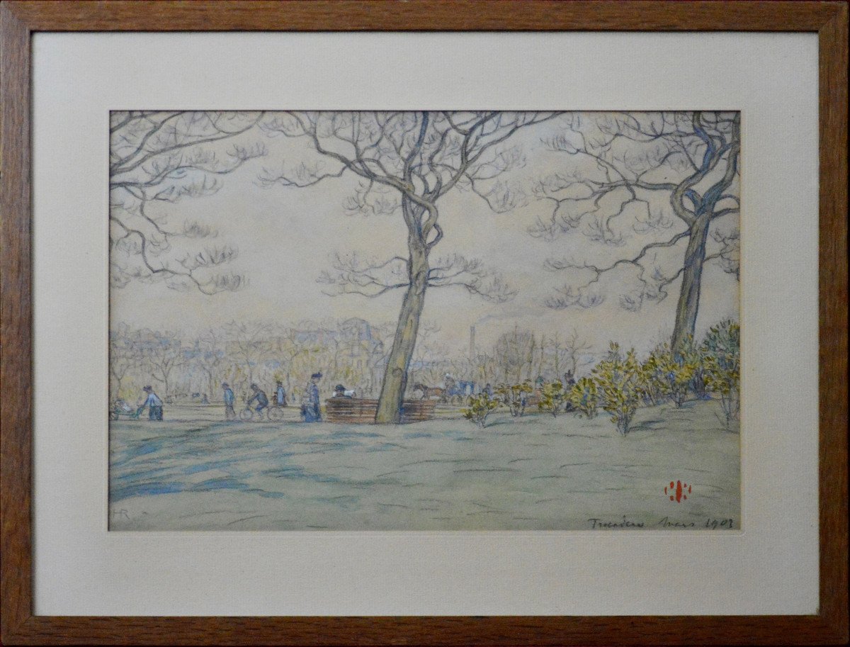 Henri Rivière 1864-1951. "jardin Du Trocadéro In Paris."