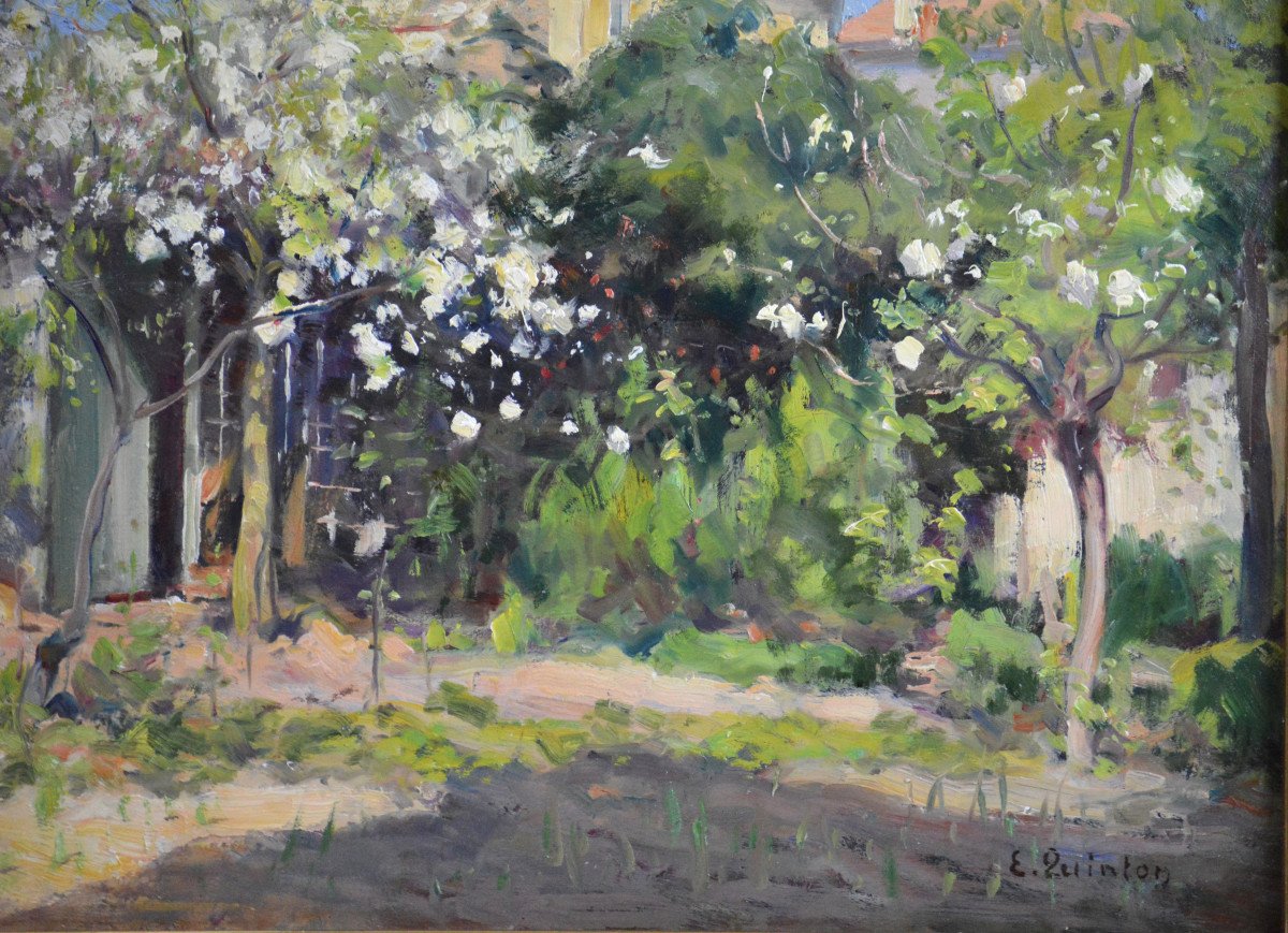 Edmund Quinton 1892-1969. "garden In The Spring."-photo-4