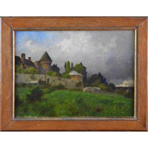 Jules Didier 1831-1914. "Paysage au château."