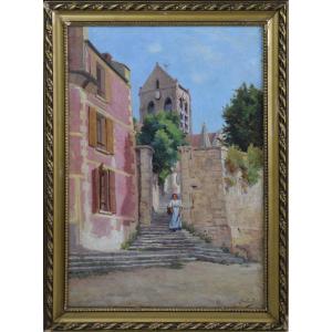 Léon de Bastard 1855-1925. "L'église d'Auvers sur Oise."