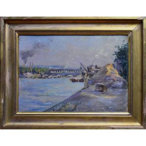 Alphonse Henri Mazard 1865-1939. “the Quays At The Pont De Bercy In Paris.”