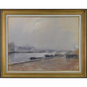 Pierre Jacques Pelletier 1869-1931. “edge Of The Seine In Paris.”