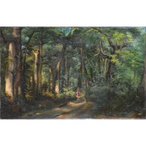 Barbizon School 19th Century. “path In The Forest.”