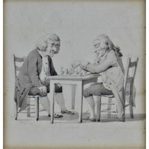 Wolfgang Adam Toepffer 1766-1847. École suisse. "Les joueurs d’échecs."