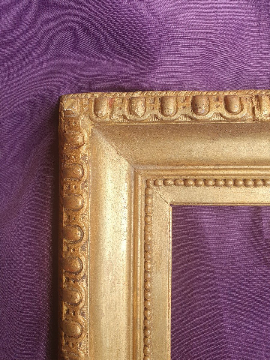 Golden Carved Oak Frame Decorated With Oves And Rows Of Pearls (c23 0010)  4f-photo-2