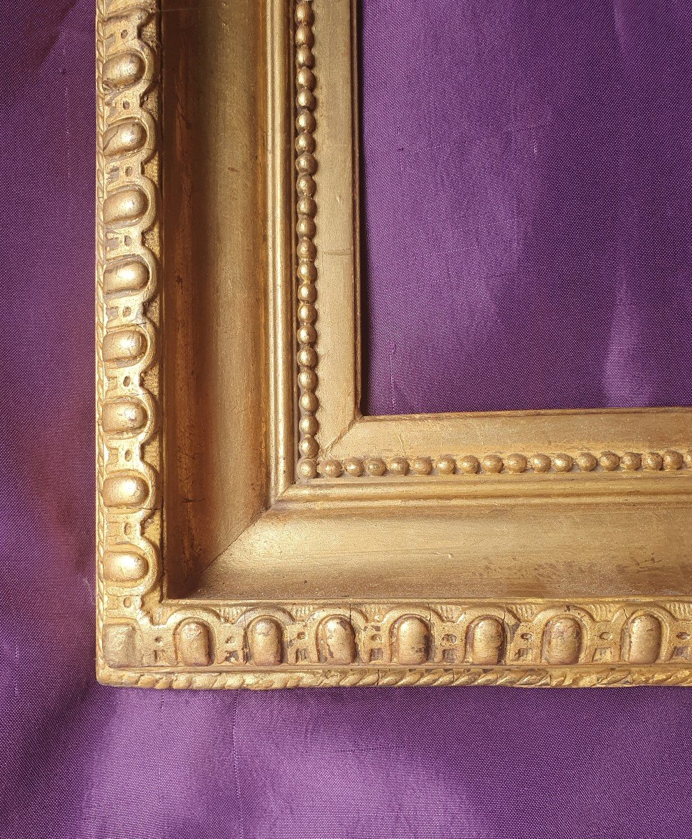 Golden Carved Oak Frame Decorated With Oves And Rows Of Pearls (c23 0010)  4f-photo-4