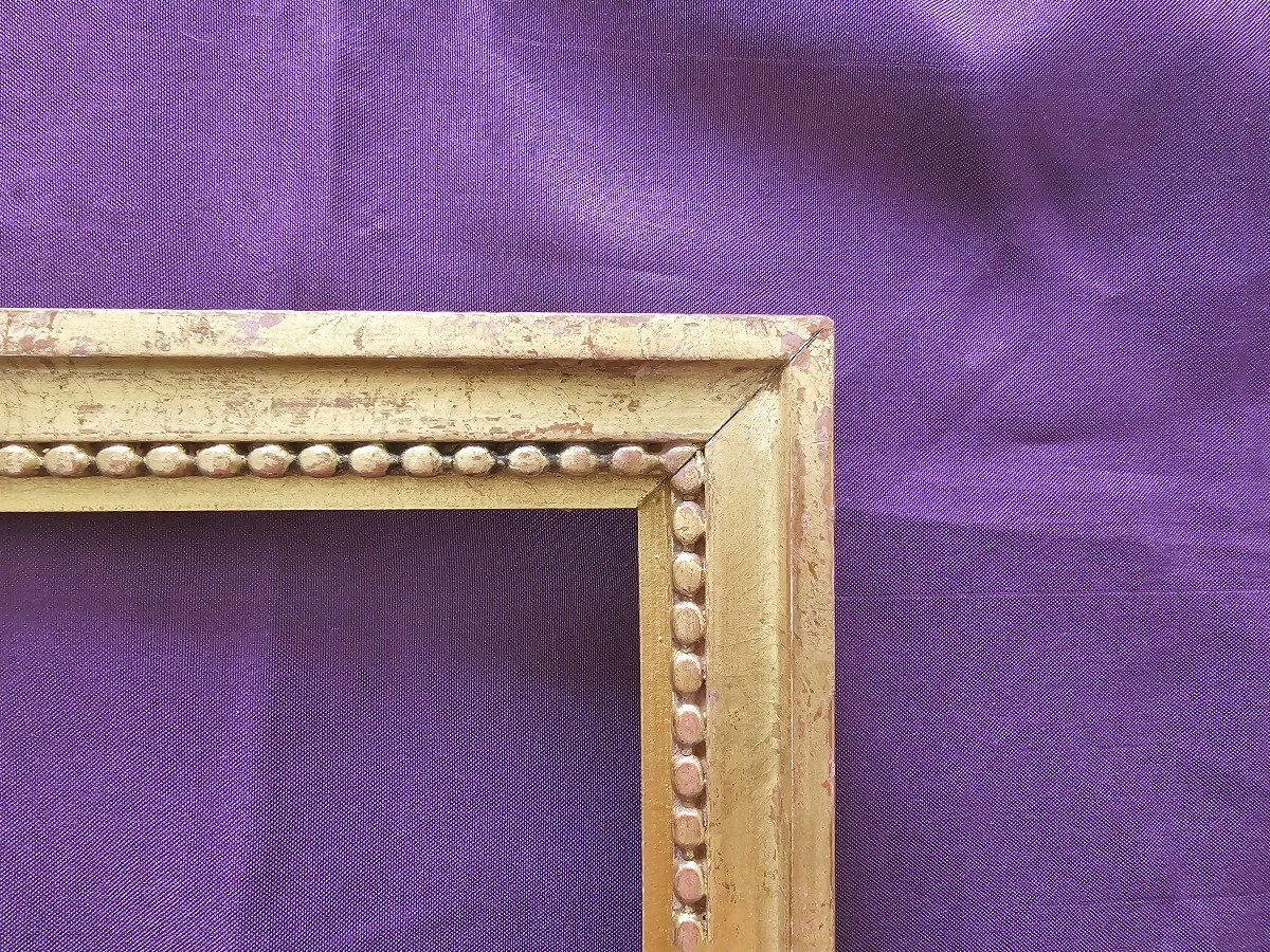 19th Century Golden Frame With Drawing In Golden Wood 2p (c24 0009) -photo-3