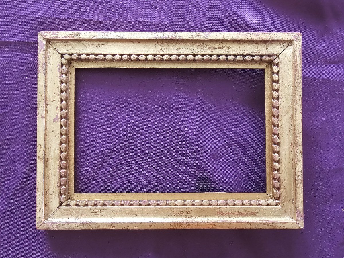 19th Century Golden Frame With Drawing In Golden Wood 2p (c24 0009) 