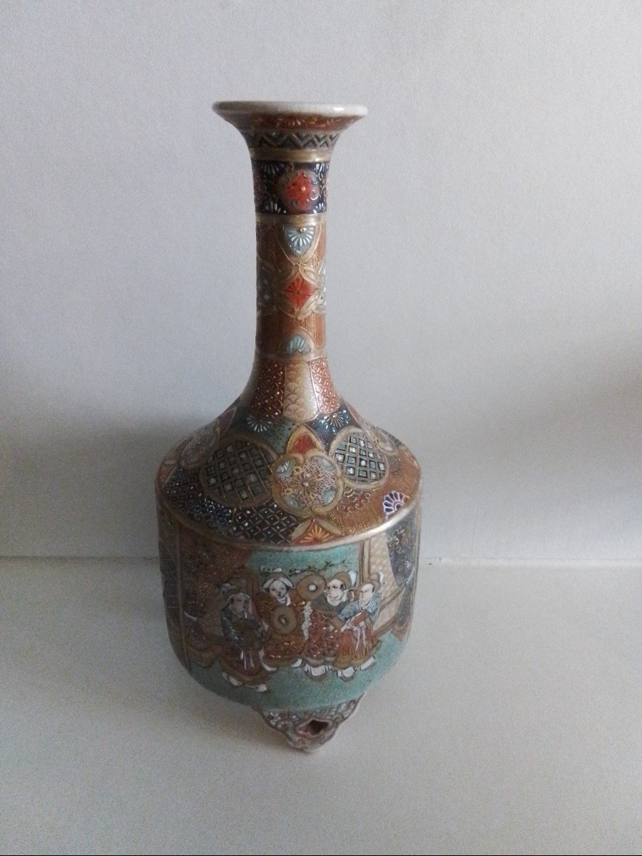 Satsuma vase soliflore en  céramique  Japon 19e siècle -photo-2