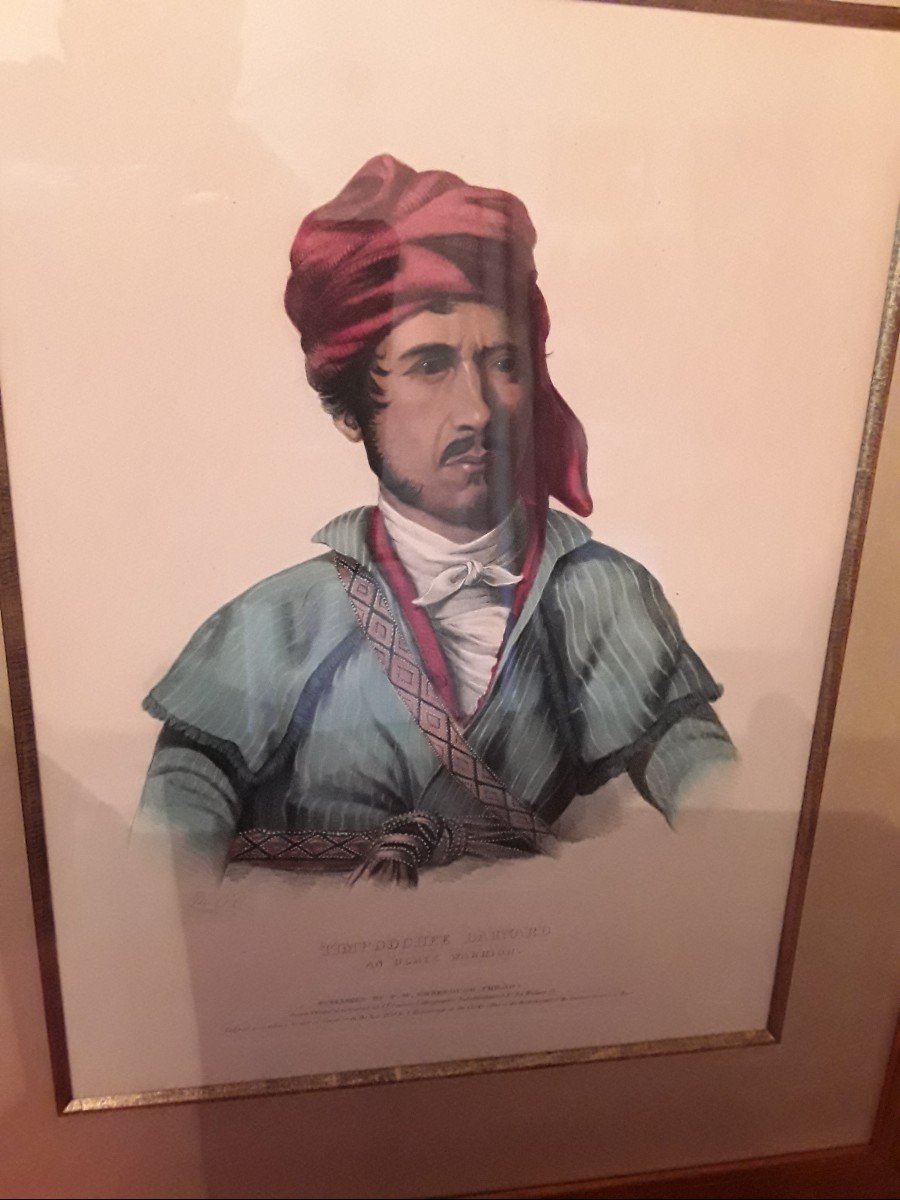 Indiens d'Amérique Par Charles Bird King (1785-1862 ) Lithographies Sur Velin Coloriees Main-photo-1