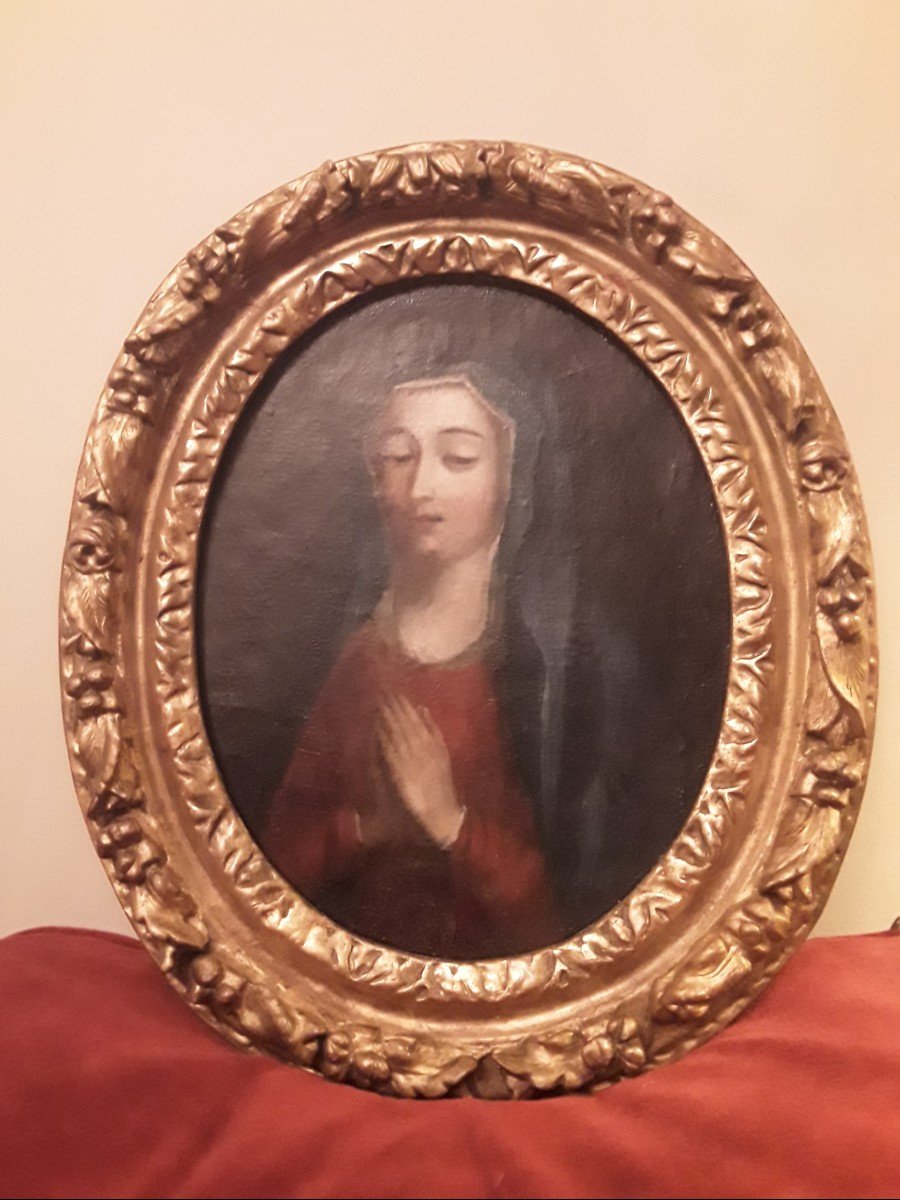 French School From The 17th Century Holy Woman In Prayer Period Frame 