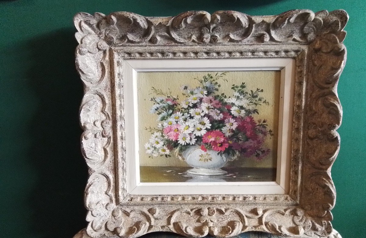 Decamps Maurice Alfred  "bouquet De Fleurs  Champêtres " Huile Sur Toile 