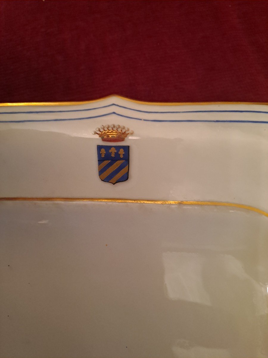 Jacob Petit  quatre Plats Carrés   En Porcelaine Aux Armes De La Famille Costa De Beauregard  -photo-2