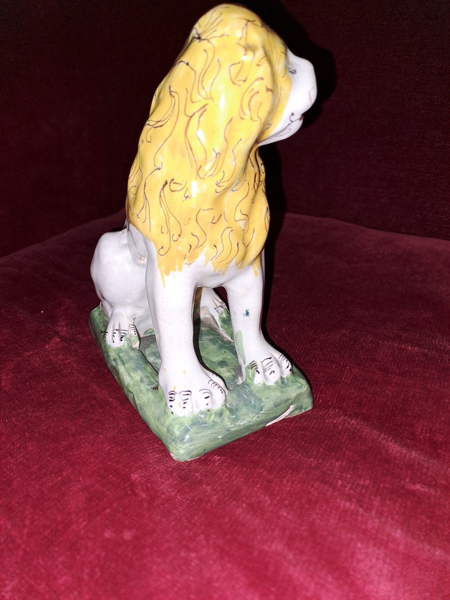 Lunéville Lion In Polychrome Earthenware From The 18th Century -photo-4