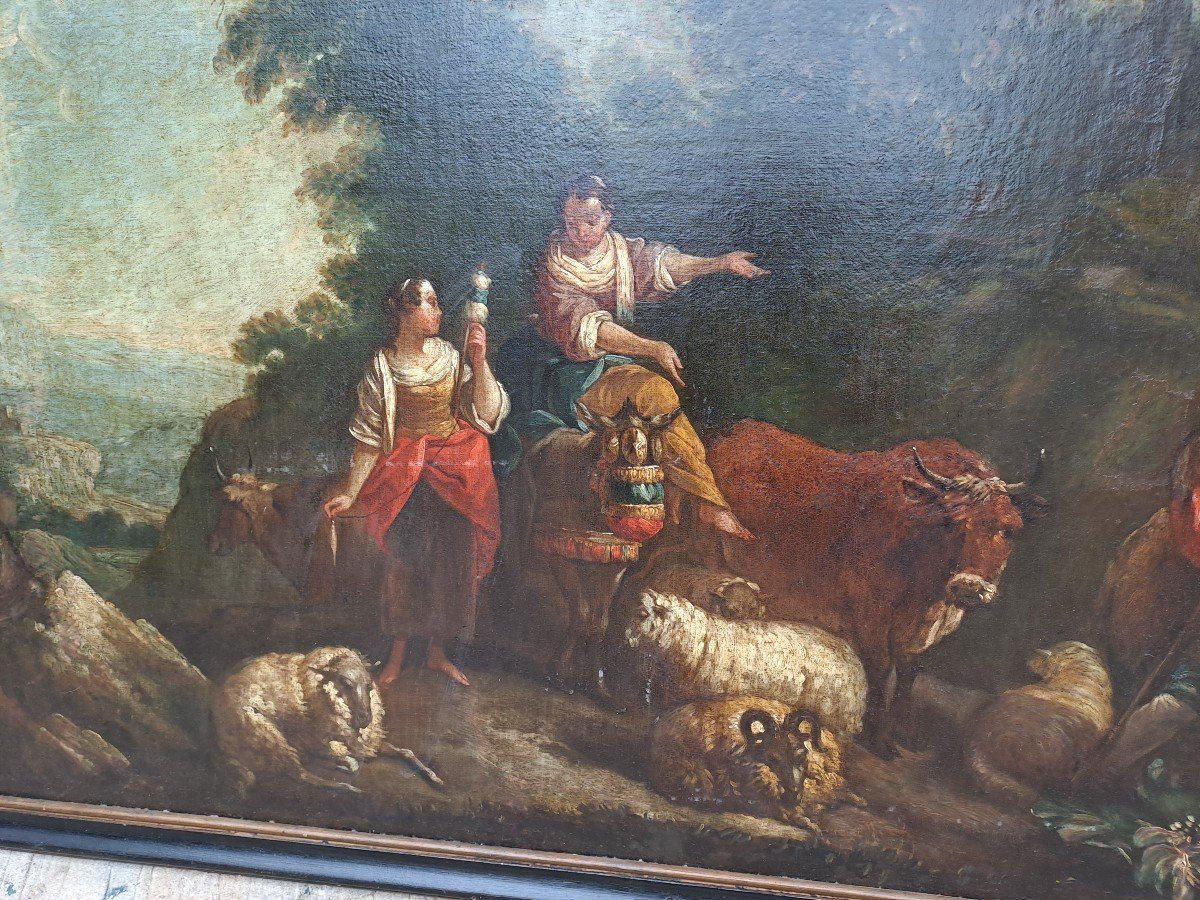 Roos Peter Dit Rosa De Tivoli (1655 -1706) Important Pastoral Scene Oil On Canvas -photo-4