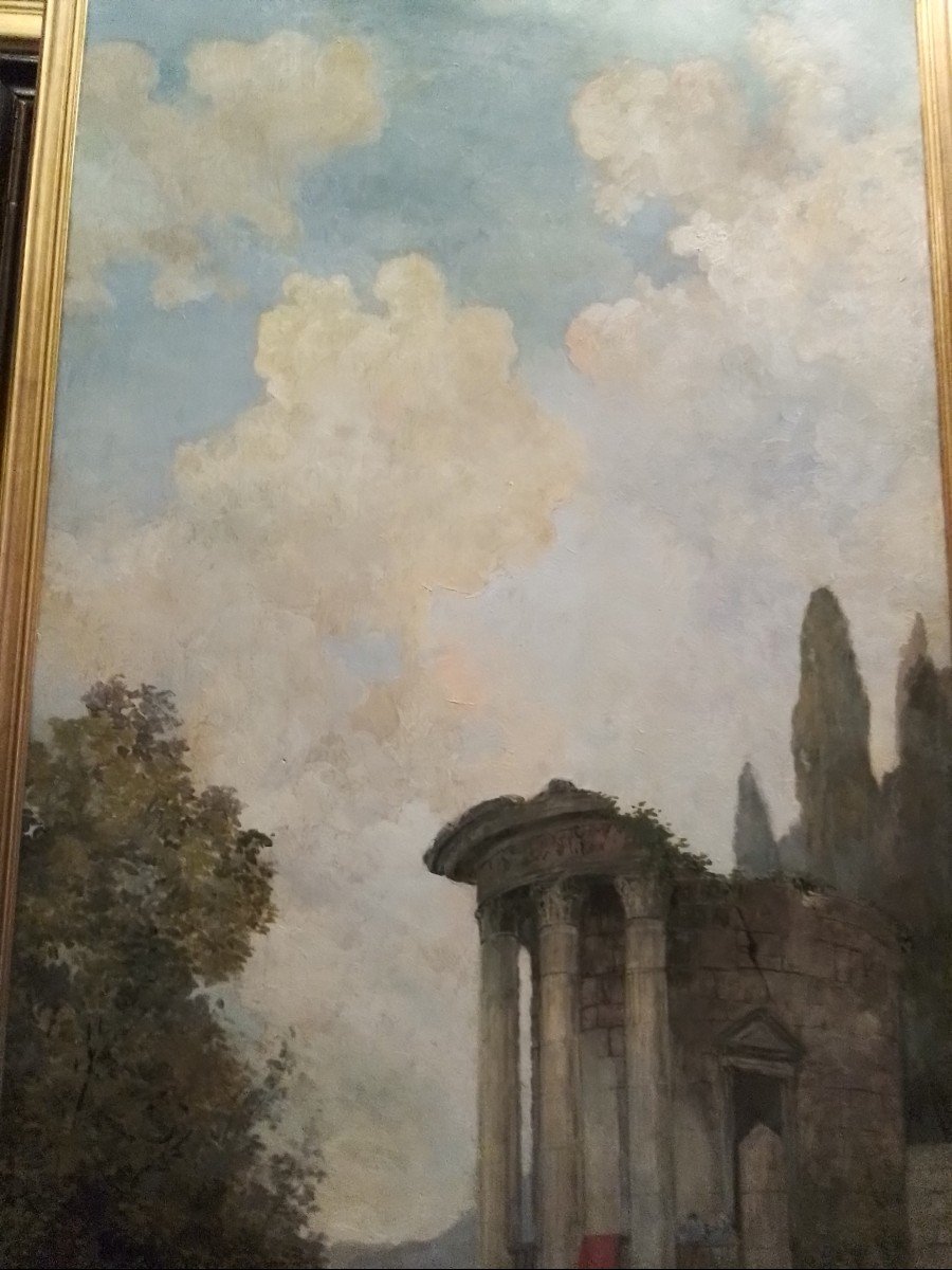 Hubert Robert d'Après 2 Grandes Peintures  Décoratives Signées  Et Datées  1927 Sur toiles maro-photo-4