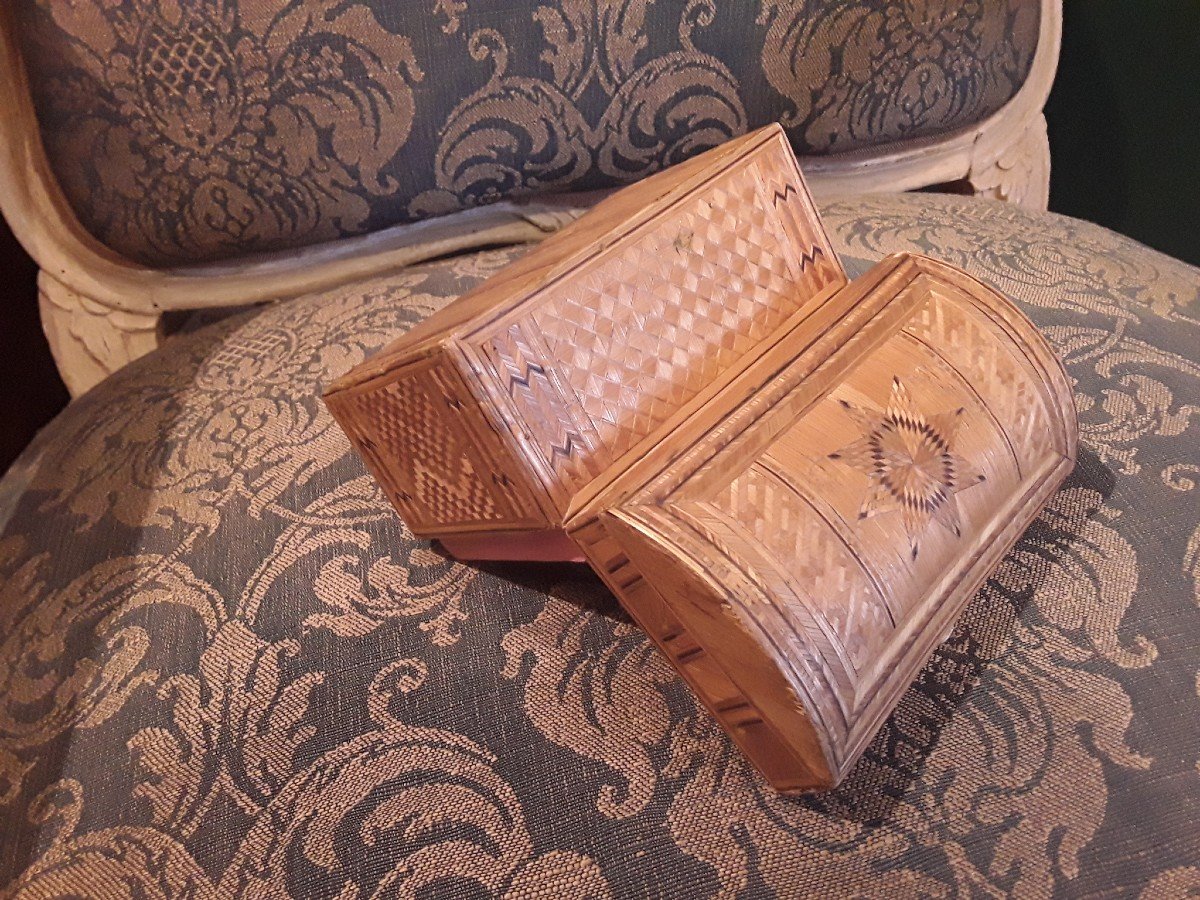 Form Box In Straw Marquetry 18th Century Work-photo-2