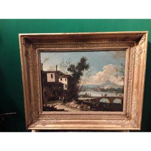 Venetian School From The Early 18th Century Landscape Countryside In Veneto Oil On Canvas