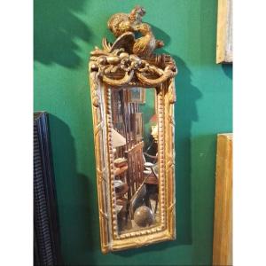 Rare Miroir Miniature    En Bois Doré  époque Louis XVI