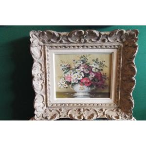 Decamps Maurice Alfred  "bouquet De Fleurs  Champêtres " Huile Sur Toile 