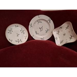 Porcelain 3 Pieces Decorated With Barbeaux Period End Of The 18th Century Marked 