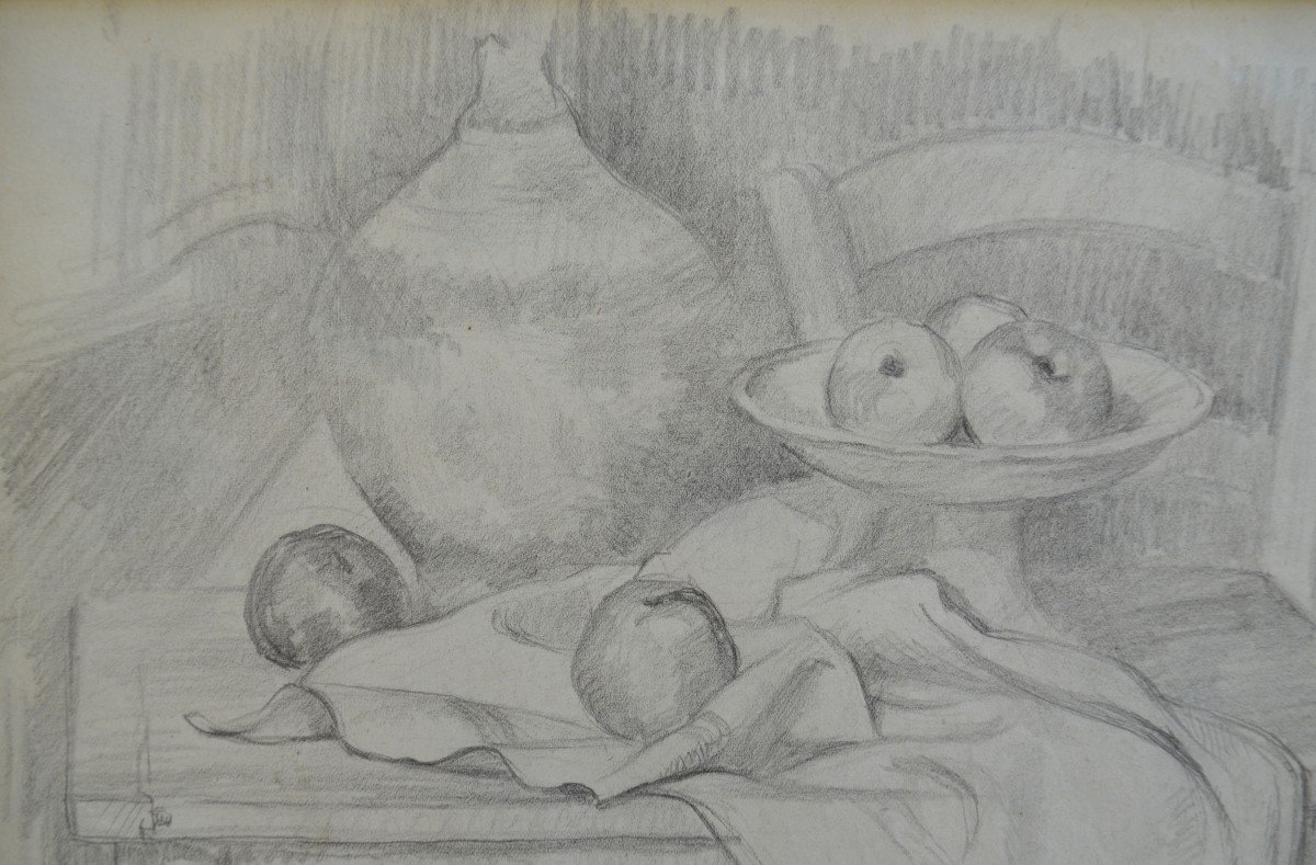 Coste Albert (1895-1985) "still Life With Fruit - Tribute To Paul Cézanne" Gleize Provence Aix -photo-2