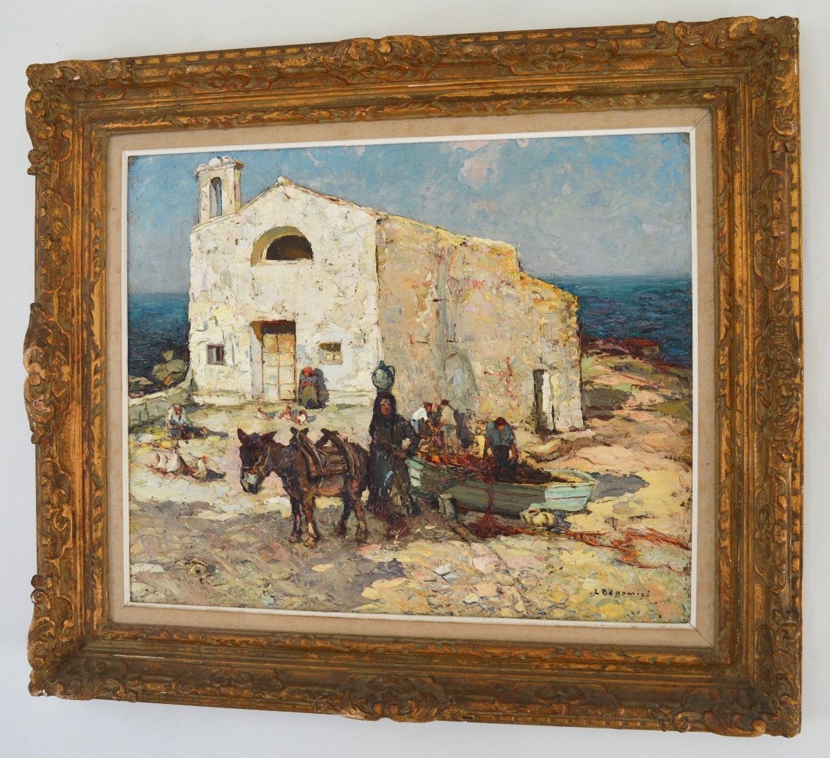 Bonamici Louis (1878-1966) "animated Chapel In Corsica" Oletta Saint Florent Pêcheurs Provence -photo-4