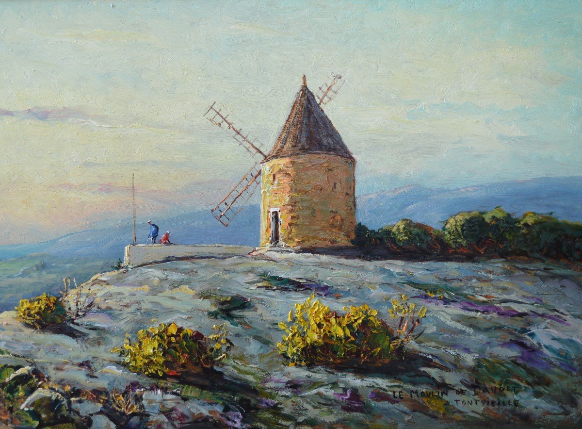 HURARD Joseph (1887-1956) "Le Moulin de Daudet, Fontvieille" Provence Alpilles Avignon Vidal-photo-2