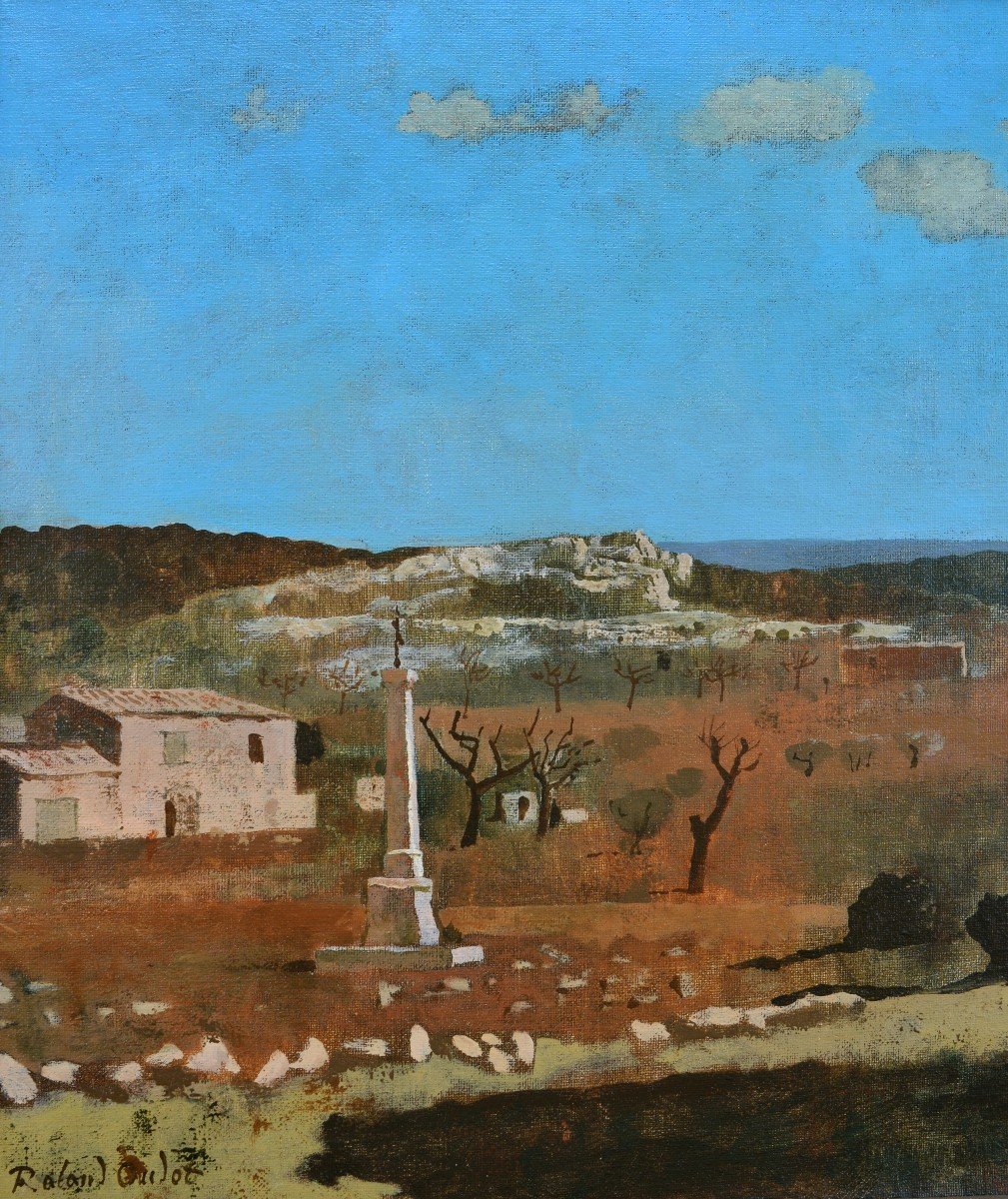 OUDOT Roland (1897-1981)«Calvaire de la Chapelle Saint-Sixte à Eygalières » Provence Alpilles-photo-2