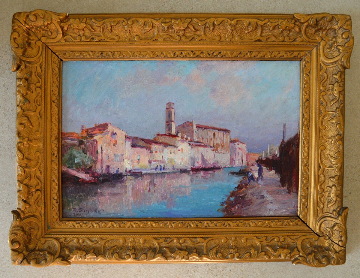 Simons Paul (1865 - 1932) "the Saint-sébastien Canal In Martigues" Provence Port Marseille-photo-3