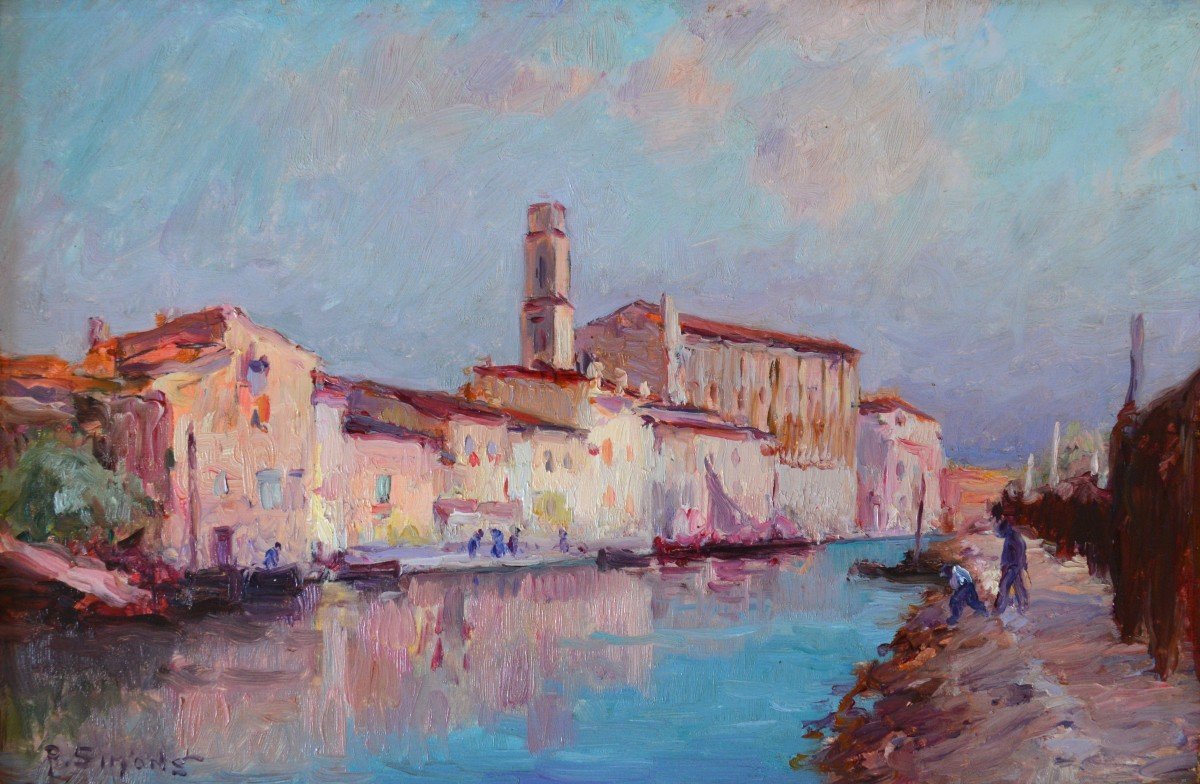 Simons Paul (1865 - 1932) "the Saint-sébastien Canal In Martigues" Provence Port Marseille