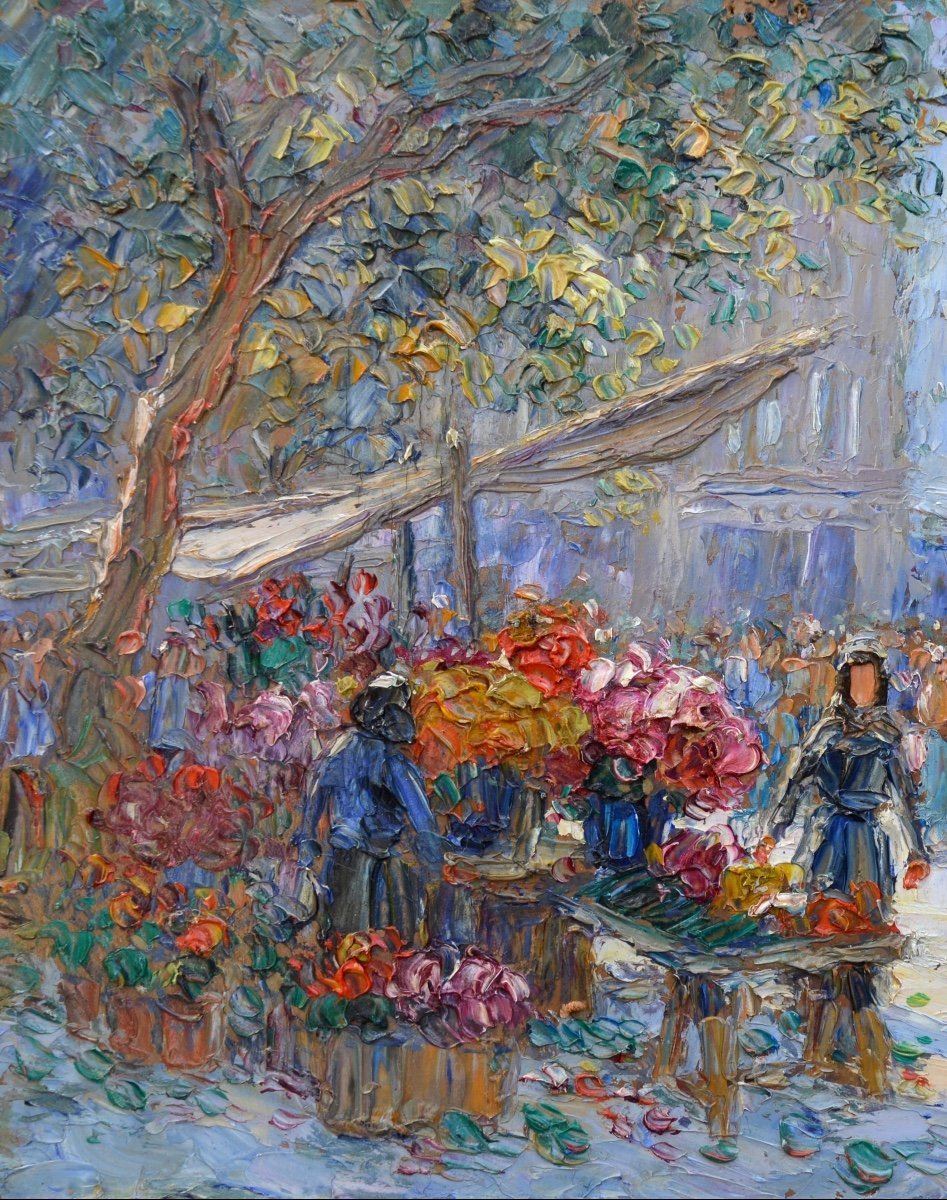 Cuguen Victor (1882-1969) "market In Toulon" Provence Florist Flowers Pontorson -photo-2