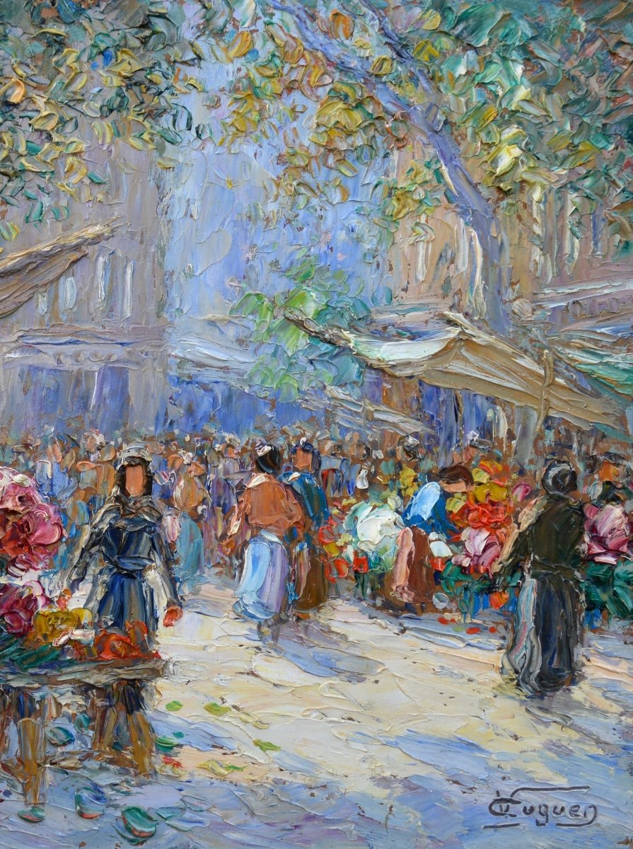 Cuguen Victor (1882-1969) "market In Toulon" Provence Florist Flowers Pontorson -photo-3