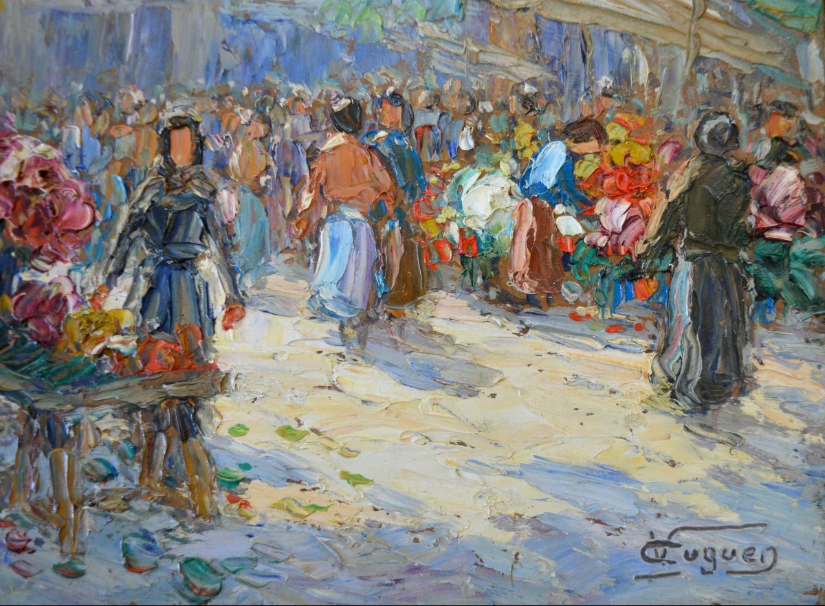 Cuguen Victor (1882-1969) "market In Toulon" Provence Florist Flowers Pontorson -photo-4