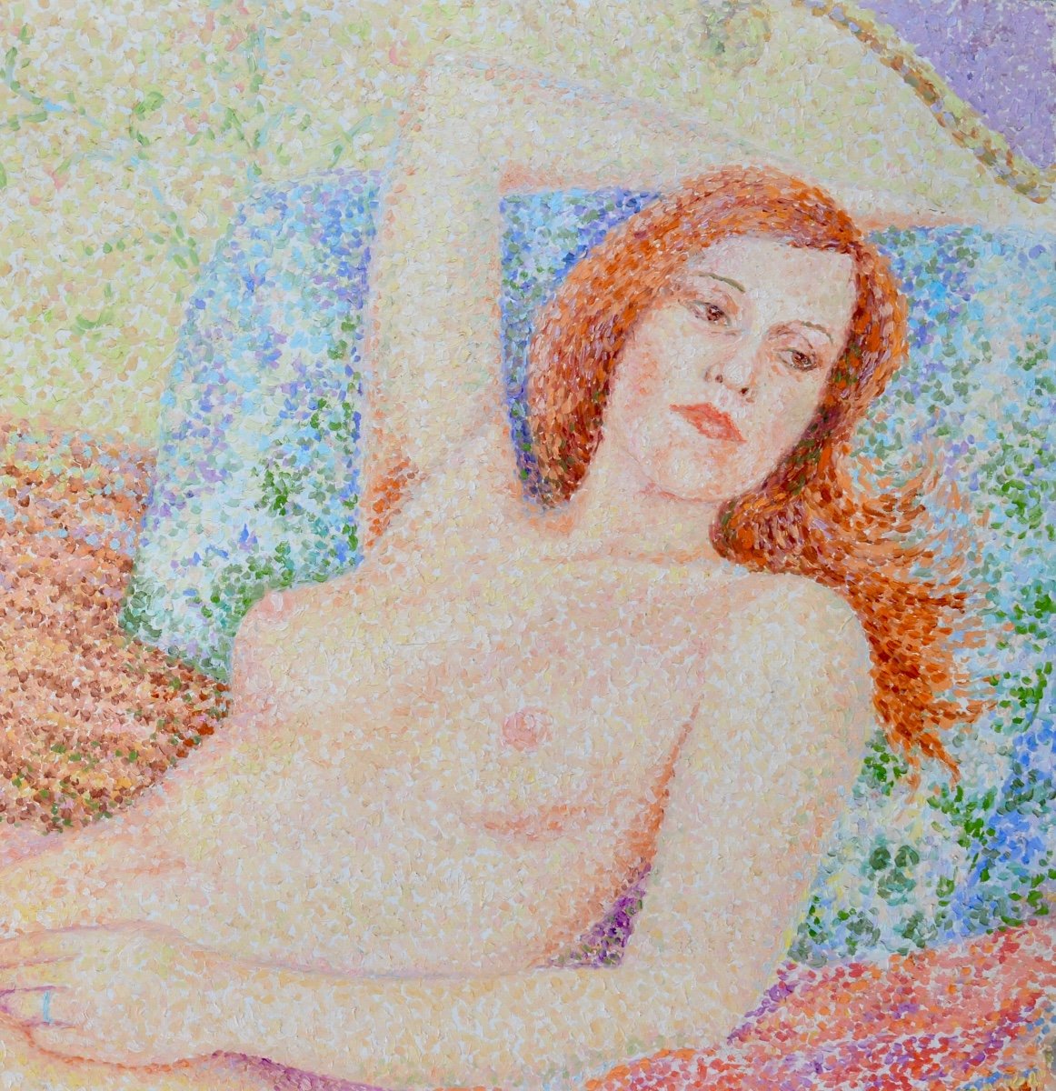 MENDJISKY Serge (1929-2017)«Nicole - Femme nue allongée» Pointillisme Paris France Mendrsisezky-photo-2