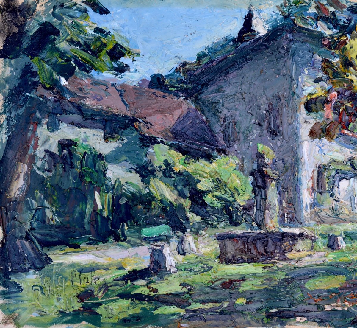 CALÈS Pierre (1870-1961) "Place de Tencin" Grenoble Isère Dauphinois Abbé Cales Guétal Eglise-photo-2