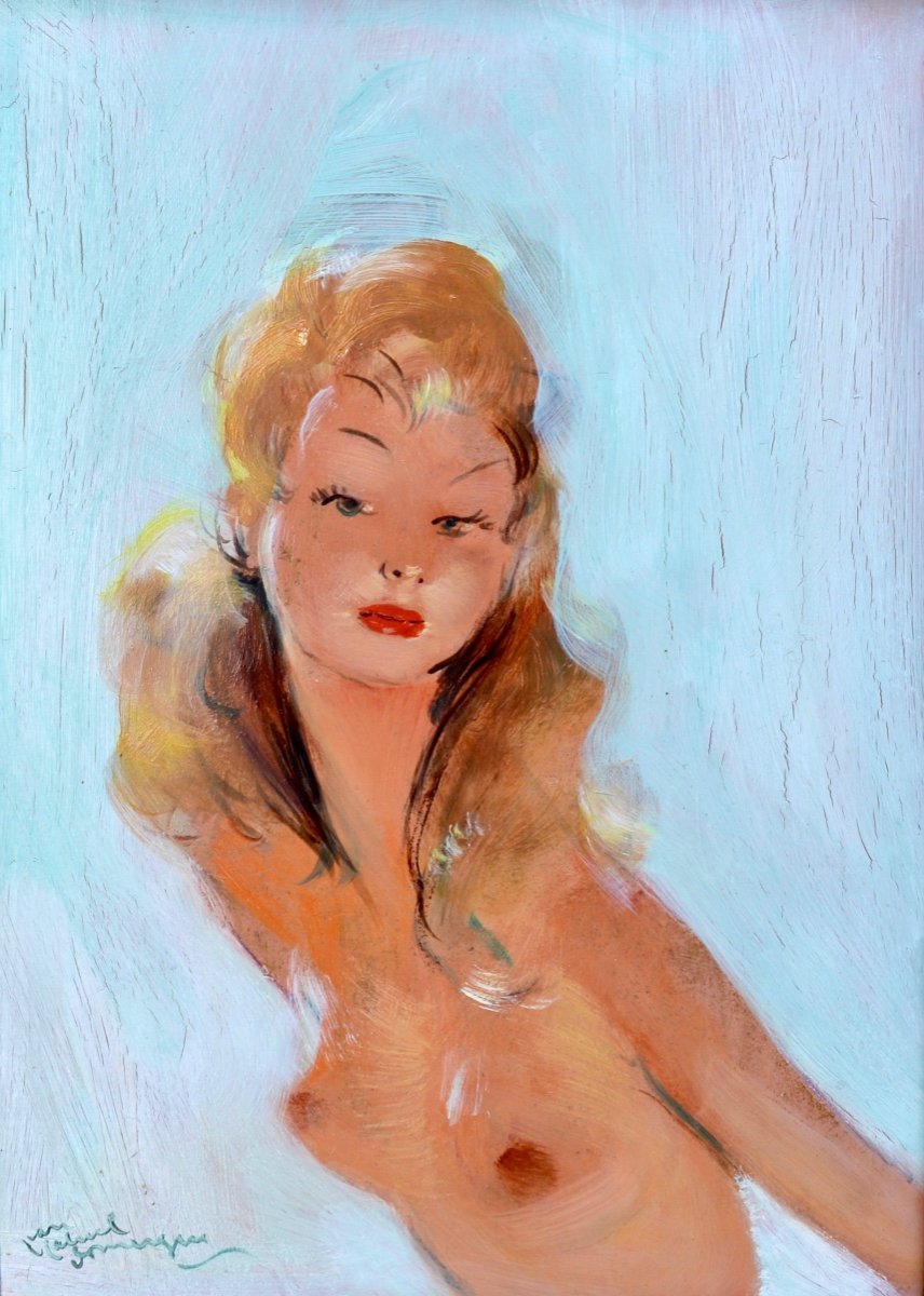 Domergue Jean-gabriel (1889-1962) “christina / Blonde Pin-up” Paris Cannes Woman Usa