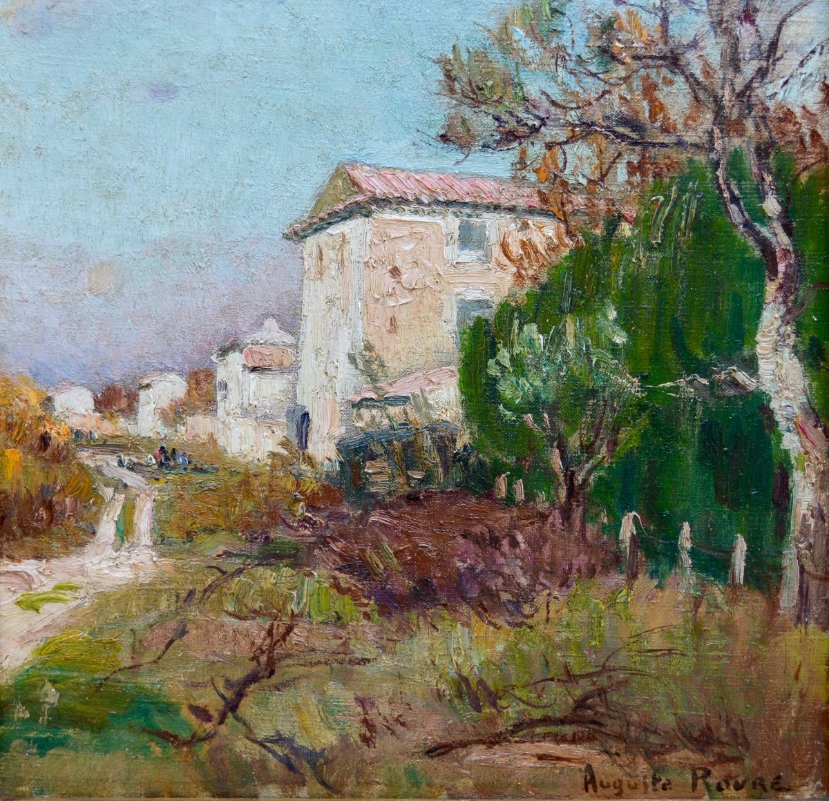 ROURE Auguste (1878-1936) «Chemin de halage sur l'île de la Barthelasse» Avignon Provence Rhône-photo-2