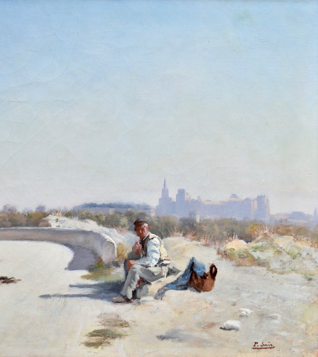 Saïn Paul (1853 - 1908) "view Of The Palais Des Papes In Avignon" Provence Villeneuve Grivolas Sain-photo-3