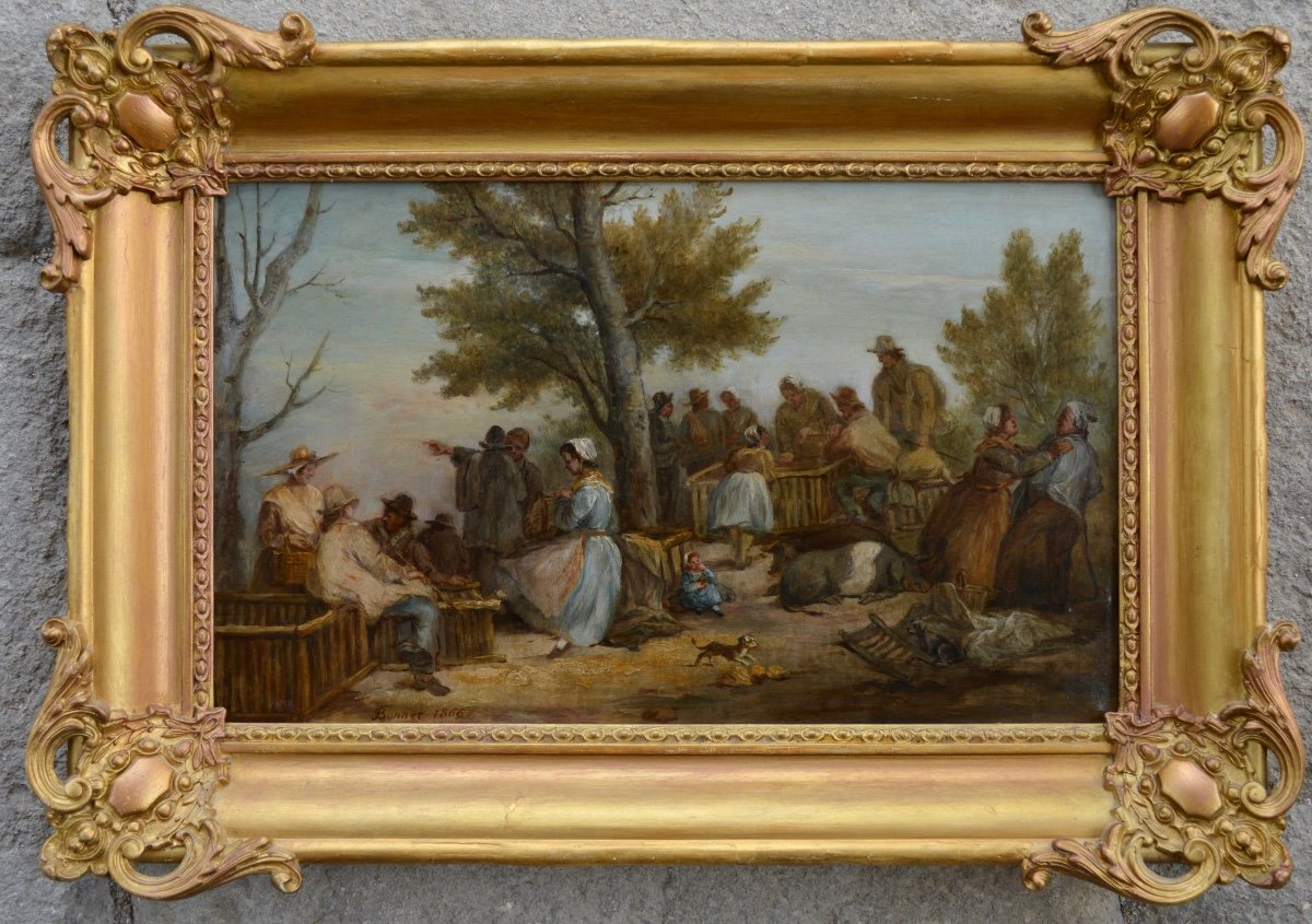 Bonnet Denis (1789-1877) “the Pig Market In Carpentras” Provence Vaucluse Animaux Monteux-photo-3