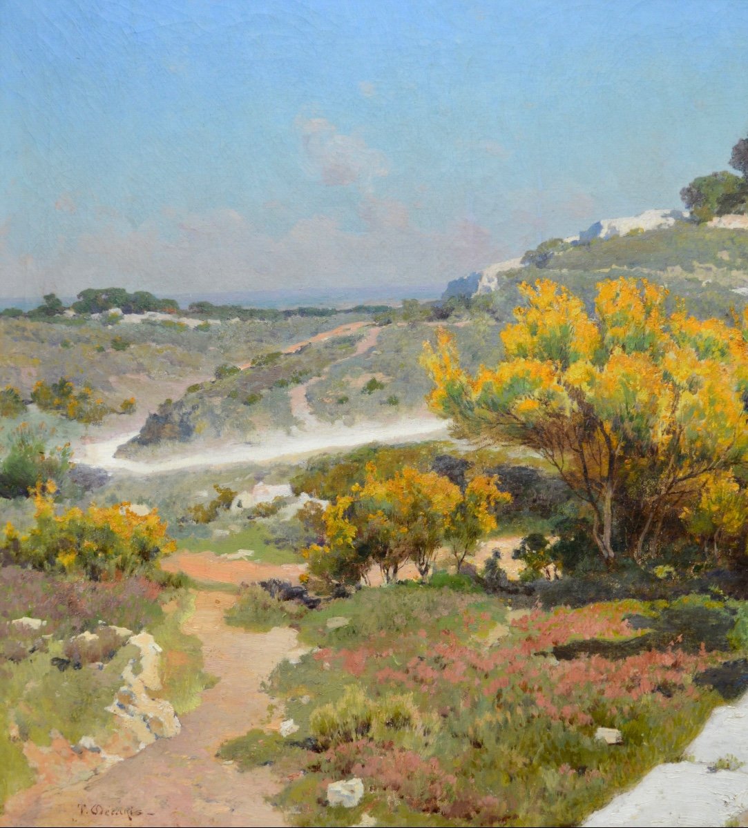 Decanis Théophile (1847-1917) “white Road In Provence” Marseille Martigues Alpilles Flowers-photo-2