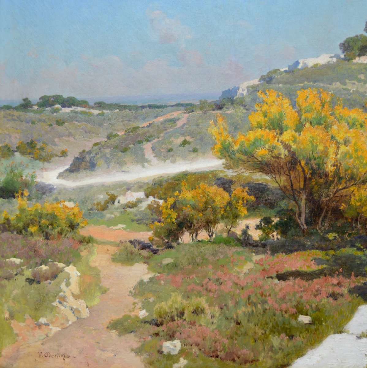 DECANIS Théophile (1847-1917) « Route blanche en Provence » Marseille Martigues Alpilles Fleurs-photo-4