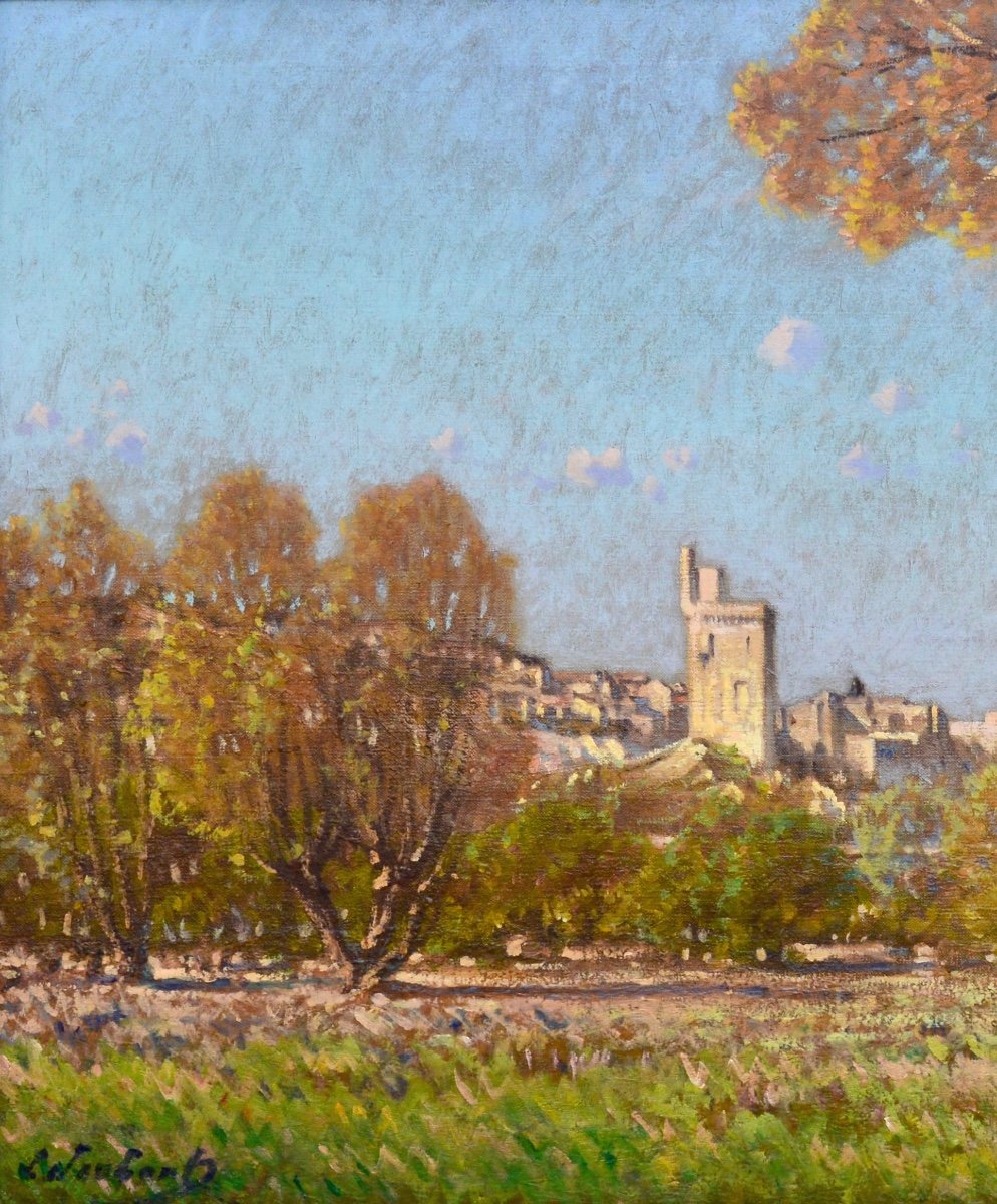 Joubert Léon (1851-1928) "philippe Le Bel Tower In Villeneuve Lez Avignon" Provence Barthelasse-photo-3