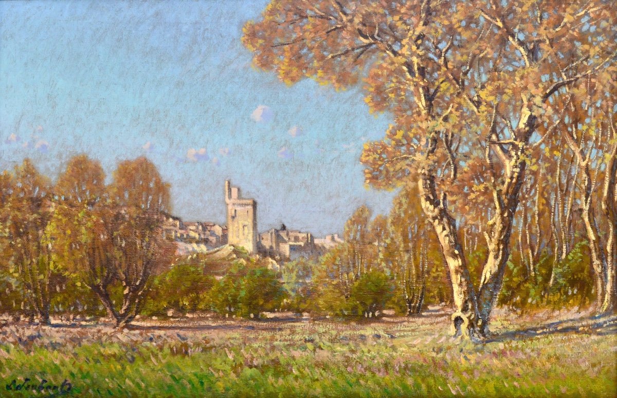 Joubert Léon (1851-1928) "philippe Le Bel Tower In Villeneuve Lez Avignon" Provence Barthelasse