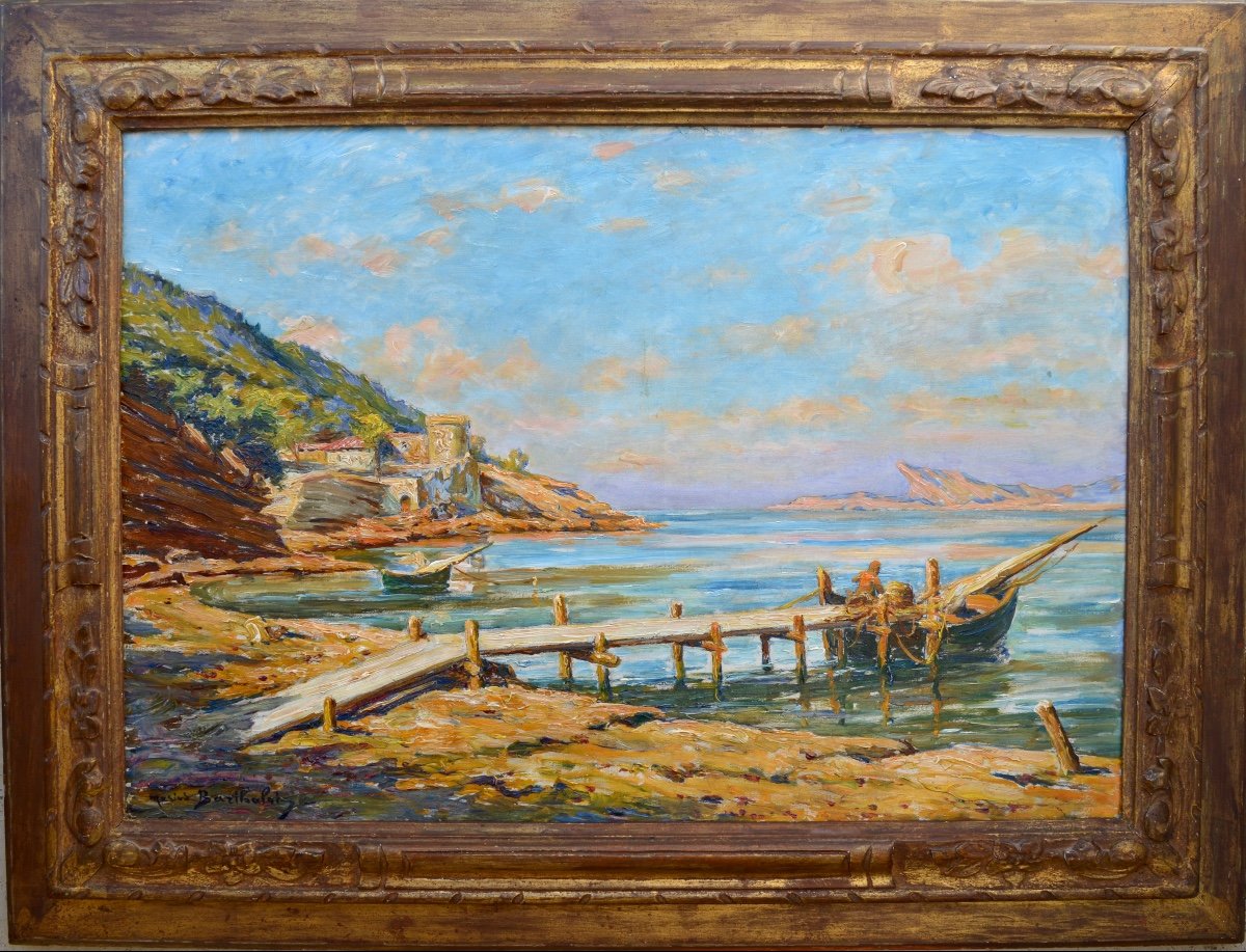 BARTHALOT Marius (1861-1955) "La plage des Lecques à Saint Cyr sur Mer" Toulon Ciotat Provence-photo-1