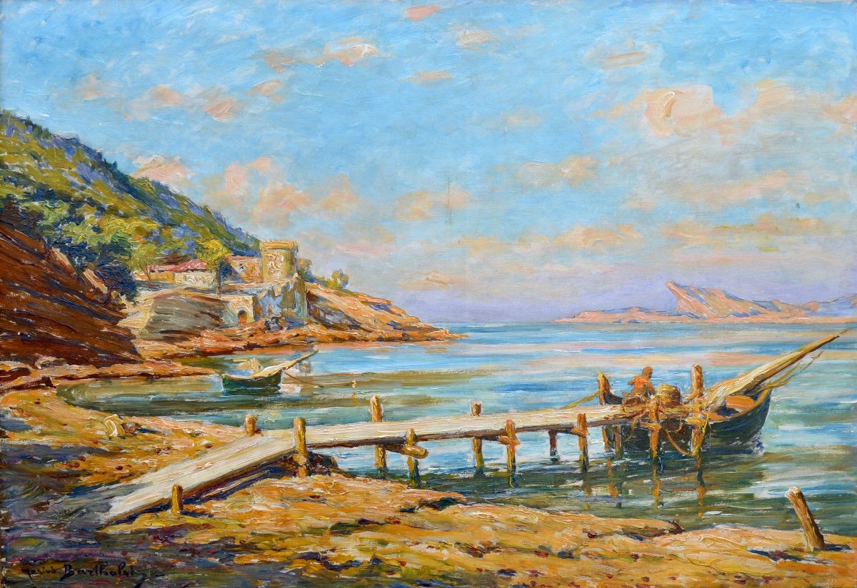 BARTHALOT Marius (1861-1955) "La plage des Lecques à Saint Cyr sur Mer" Toulon Ciotat Provence