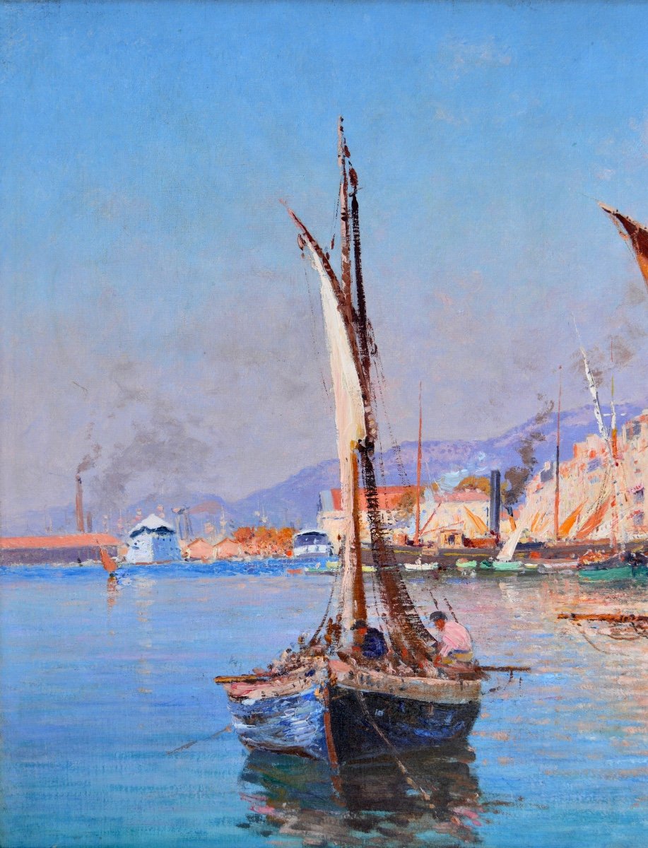 NARDI François (1861-1936) "Le port de Toulon " Provence Nice Paris Quai Cronstadt Courdouan-photo-2