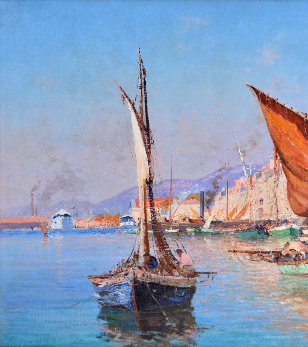 NARDI François (1861-1936) "Le port de Toulon " Provence Nice Paris Quai Cronstadt Courdouan-photo-4