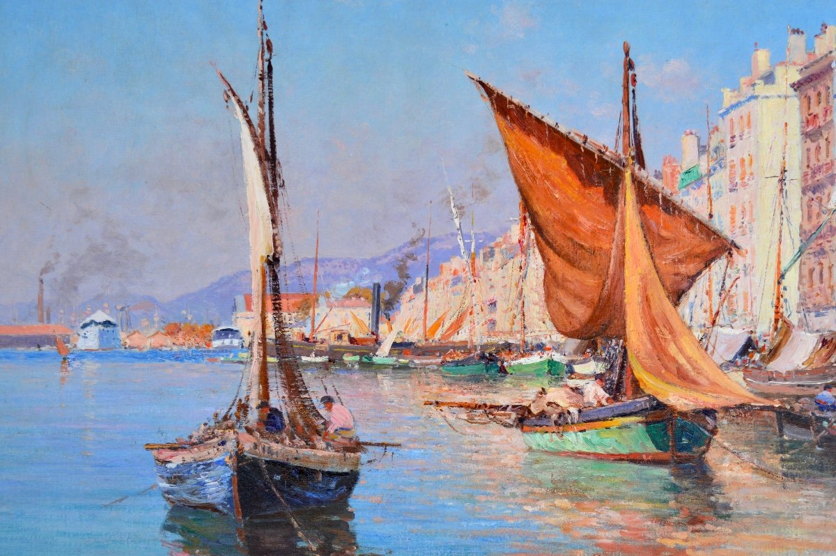 NARDI François (1861-1936) "Le port de Toulon " Provence Nice Paris Quai Cronstadt Courdouan-photo-1