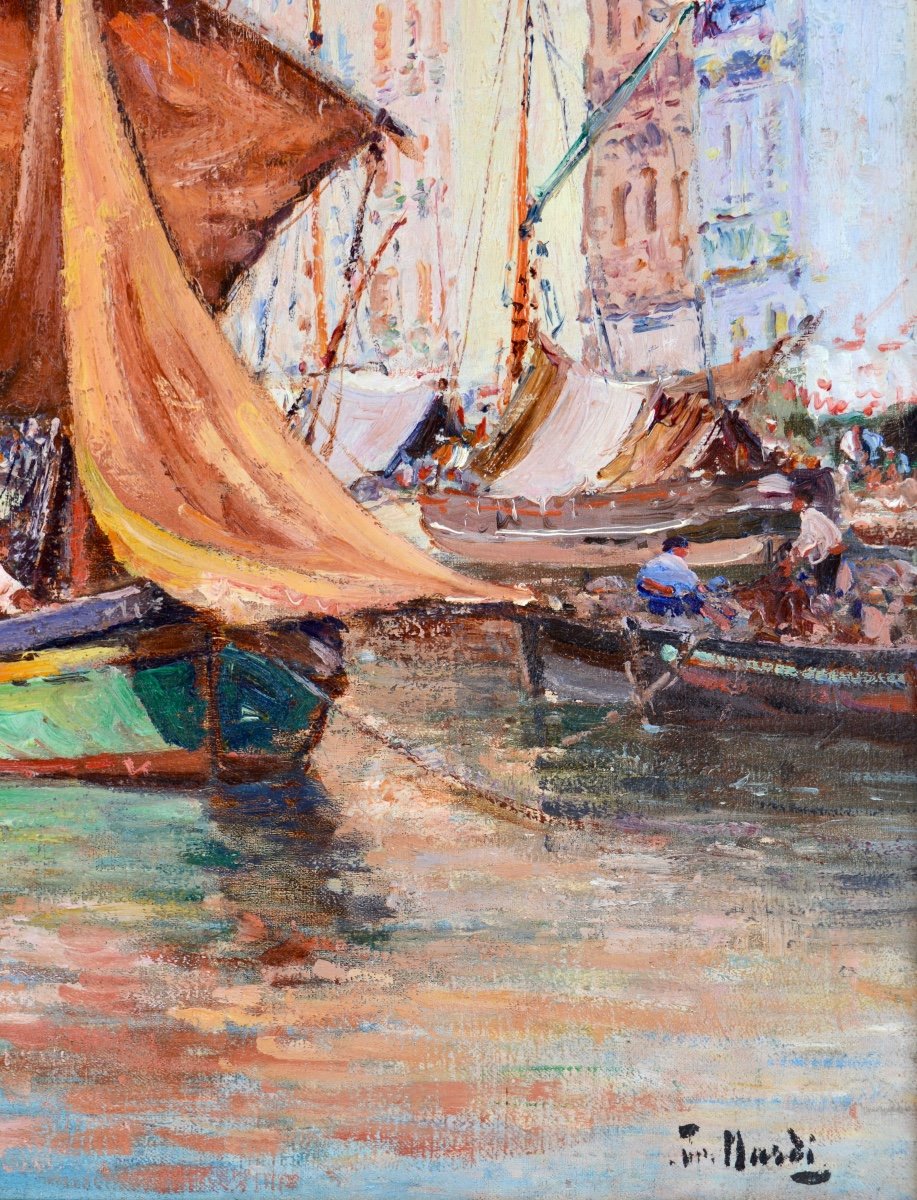 NARDI François (1861-1936) "Le port de Toulon " Provence Nice Paris Quai Cronstadt Courdouan-photo-2